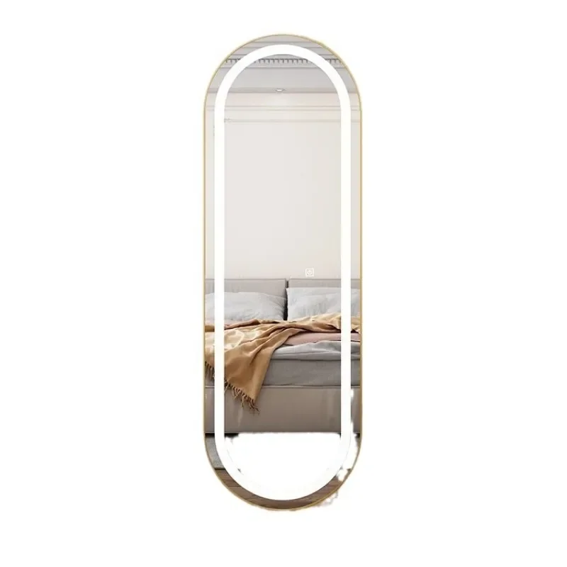 Modern Slim Full Length Floor Mirror with Smart LED Light for Dressing Room Selfie Beauty Check Simple Design