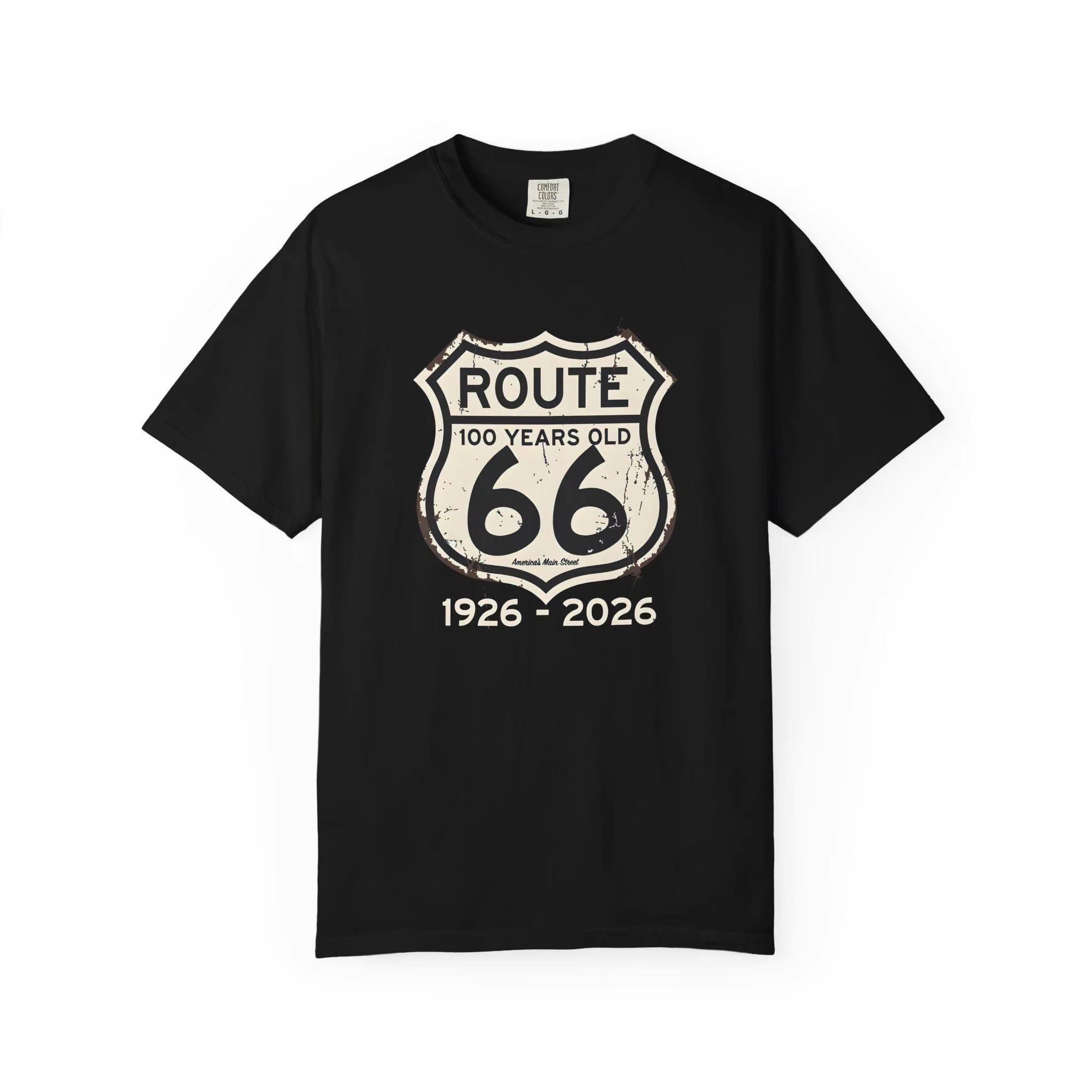 Route 66 100 Years 1926-2026 T-shirt Vintage Highway Sign Road Trip Anniversary Shirt Men and Women Cotton T-shirt Streetwear