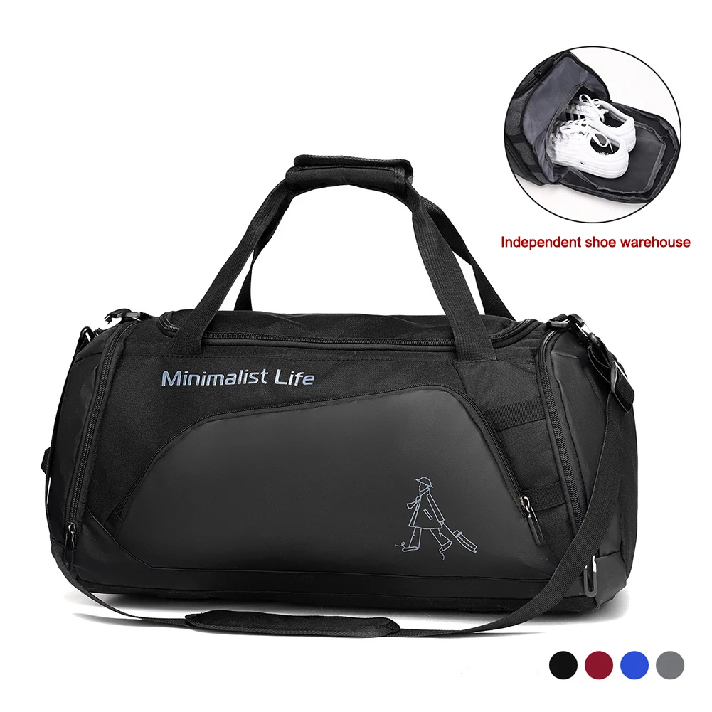 Nylon Fitness Bag Large Capacity Waterproof Sports Bag with Shoe Compartment Multifunctional Wear-resistant for Outdoor Football