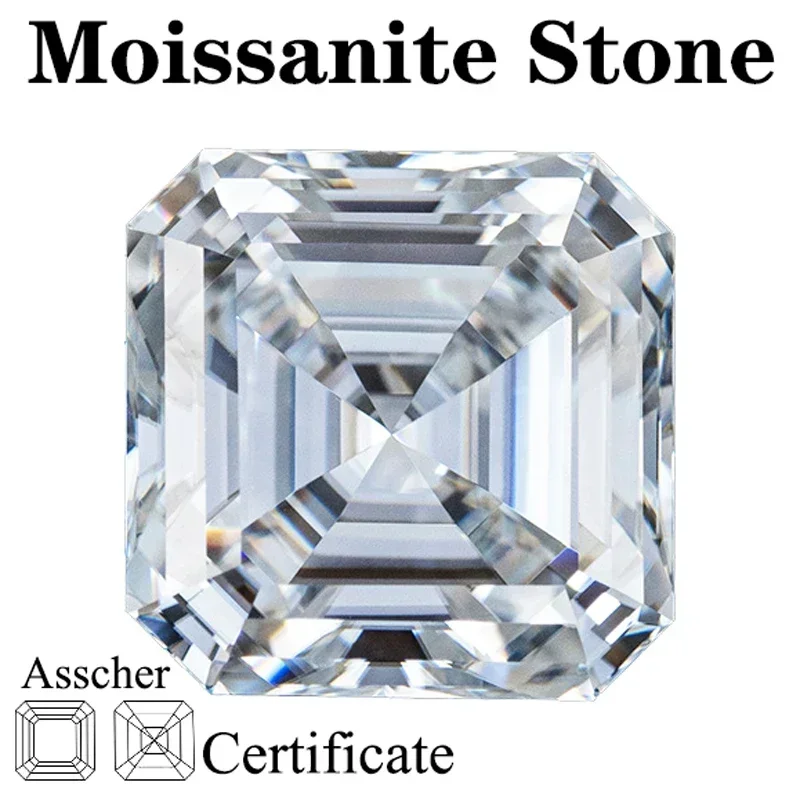 

Moissanite Stone D Colour Asscher Cut Pass Diamond Tester for Gemstone Charms Jewelry Making Materials with GRA Certificate