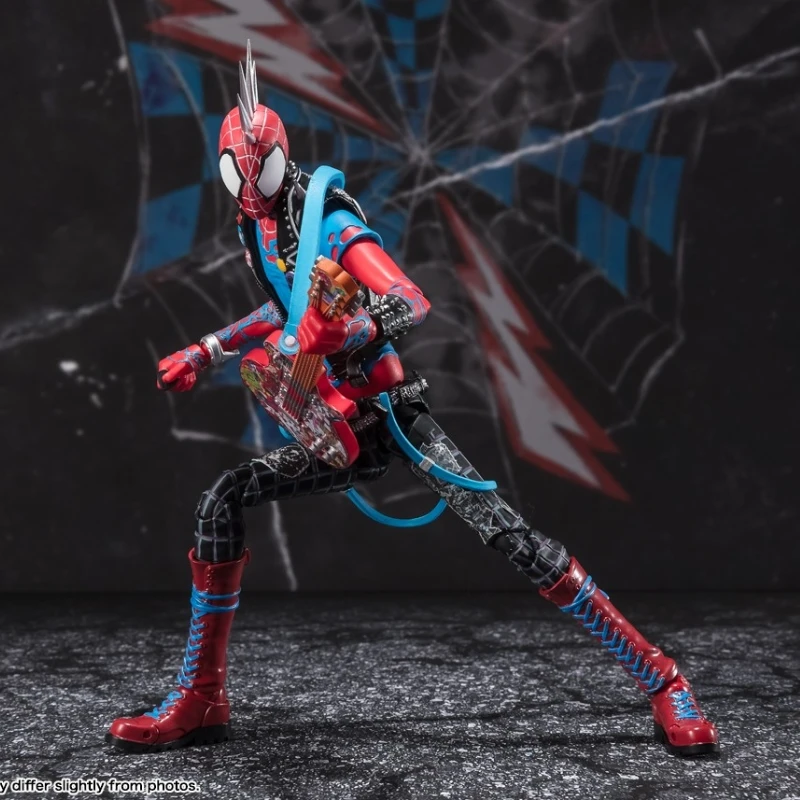 Spiderman Punk Action Figure Original Bandai Shf Spider Man Marvel  Across The Spider Verse Collectible Model Toy Kids Gift