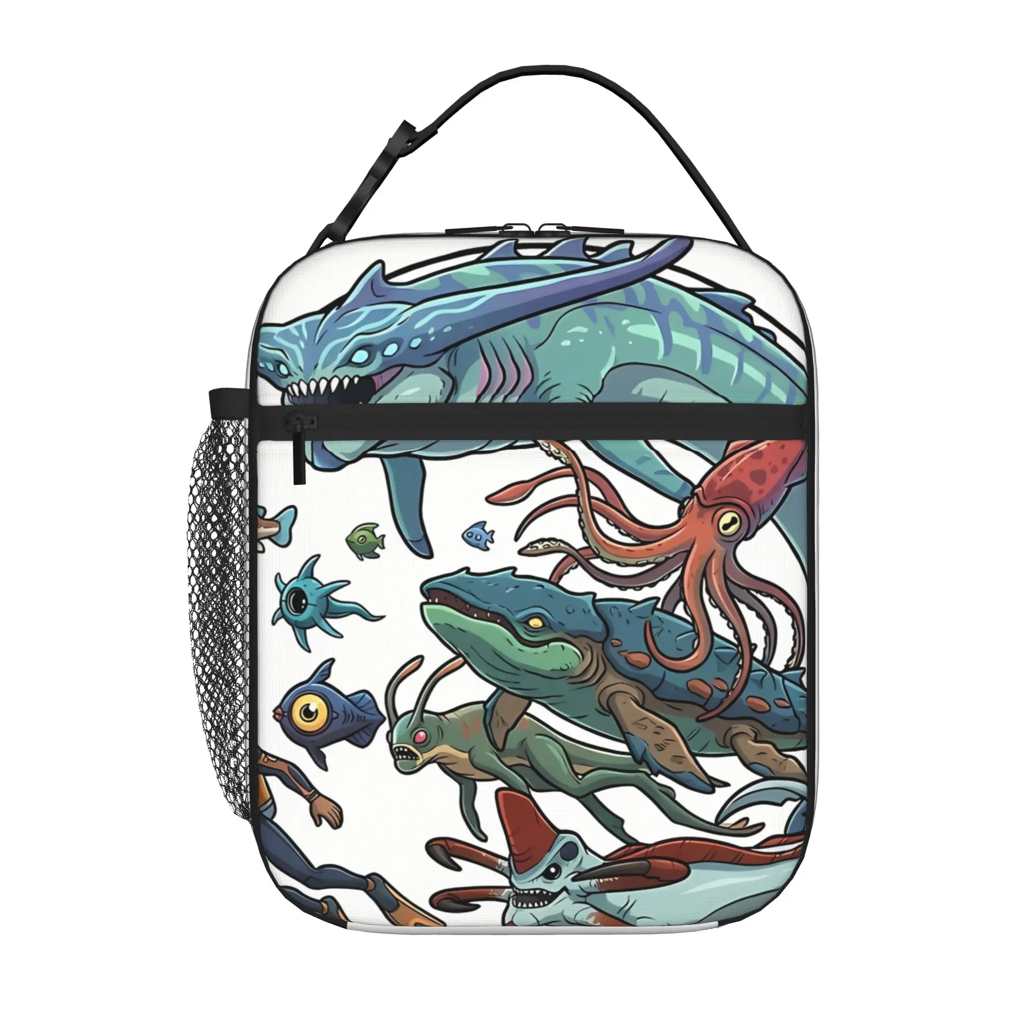 1 Piece Zipper Closure Fantasy Sea Creature  Storage Bag Pocket Subnautica School Lunch Food Box Reusable For Lunch Food Bag