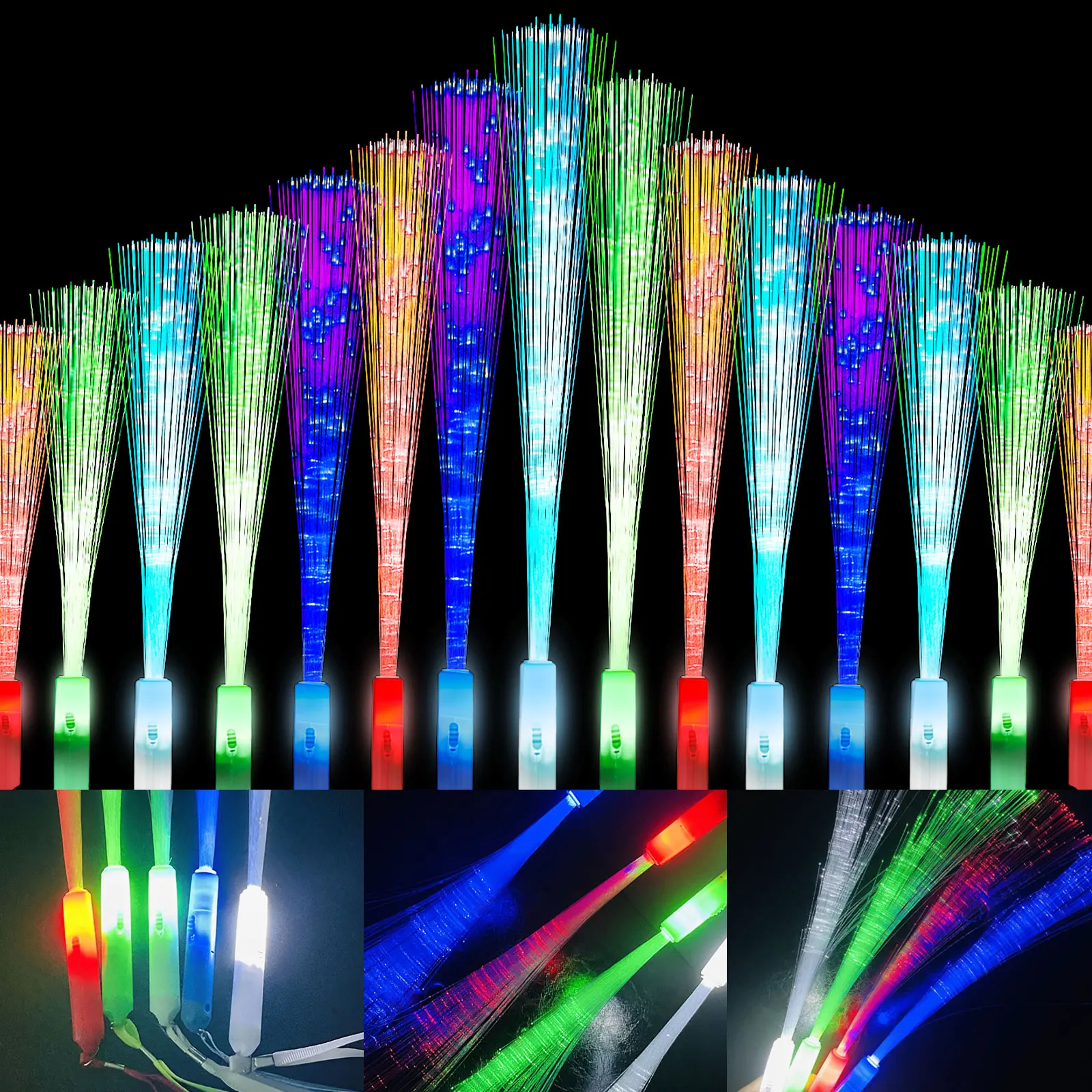 Fiber Optic Wand Weihnachtsbeleuchtung Bunte Leuchtstäbe LED Leuchtstab Bulk Langfristige leuchtende Leuchtstäbe Stöcke Raumdekoration
