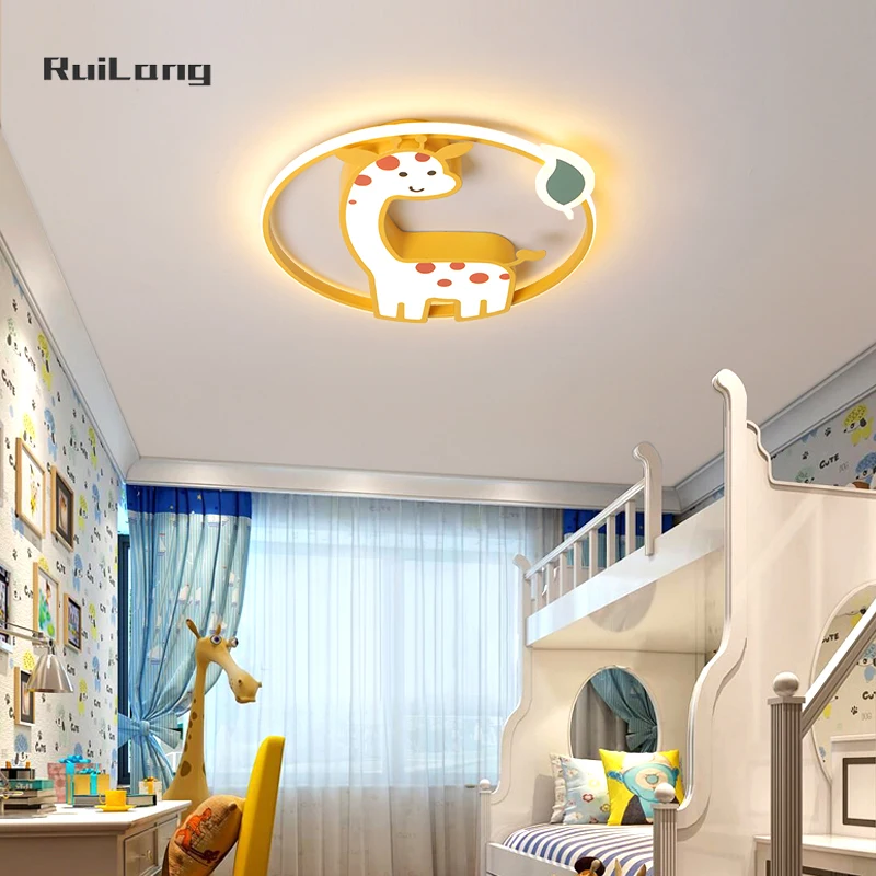 Imagem -04 - Lâmpada de Teto Girafa Kawaii para Meninos e Meninas Candelabro dos Desenhos Animados Brilho Animal Bonito Luz de Teto Infantil Luz do Quarto do Bebê