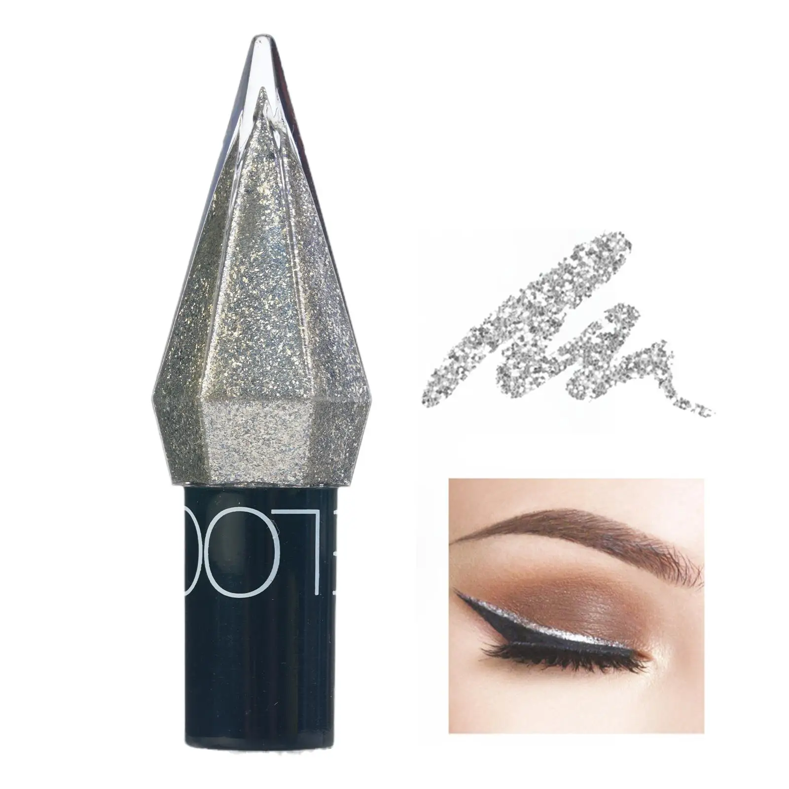 Ombre à barrage waterproof, eye-liner brillant diamant, mini brosse à paillettes, B8v1