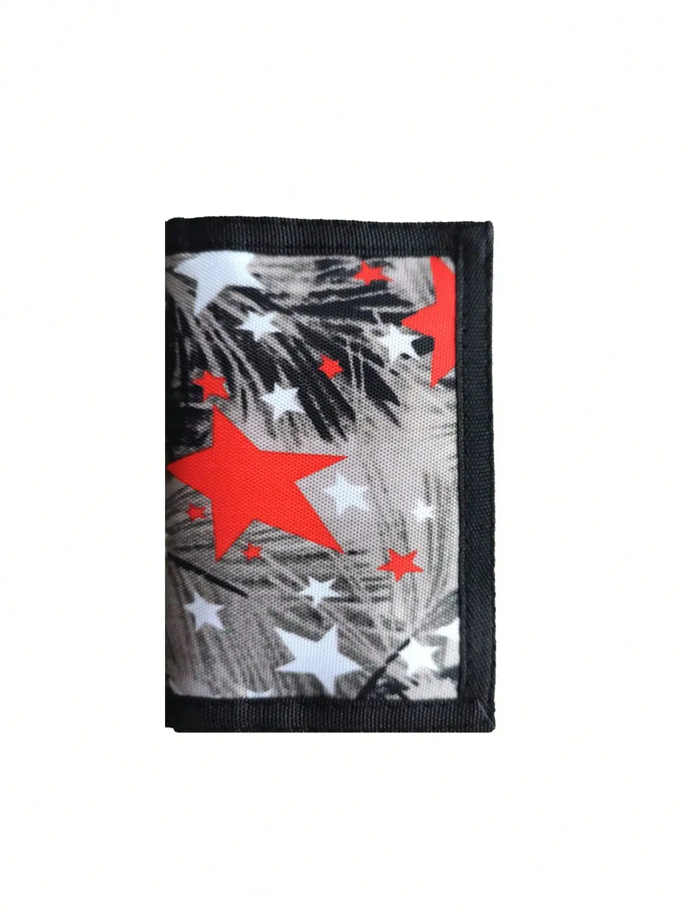 Star Kid Wallets for Girls Boys Canvas Trifold Wallets with Sticker and Zipper Pocket for Teens Birthday Christmas Gift