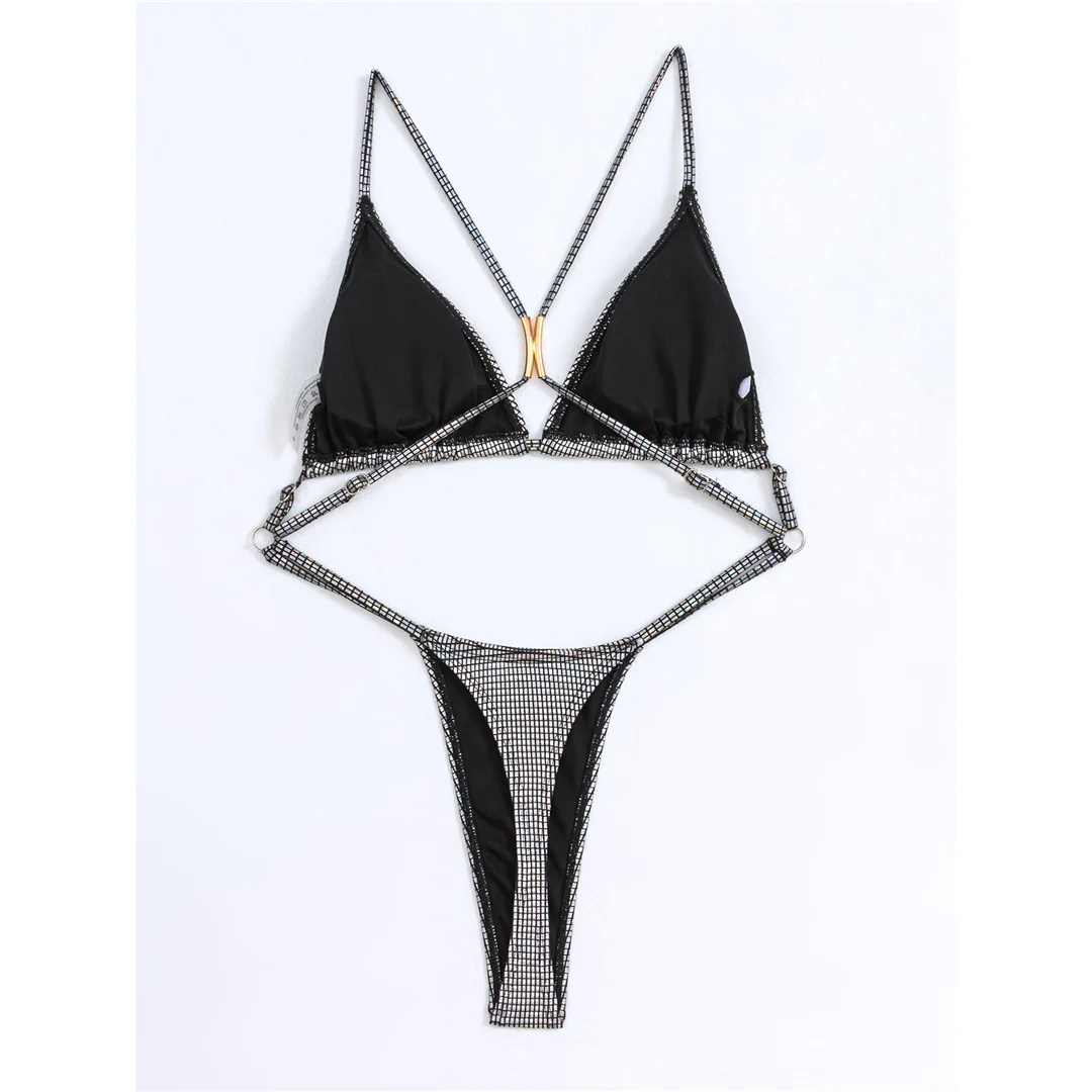 Sexy Pailletten Cross-Back Extreme String Mini Micro Thong Damen Badeanzug Einteiliger Badeanzug Badebekleidung Badeanzug V5506 – Detail 16