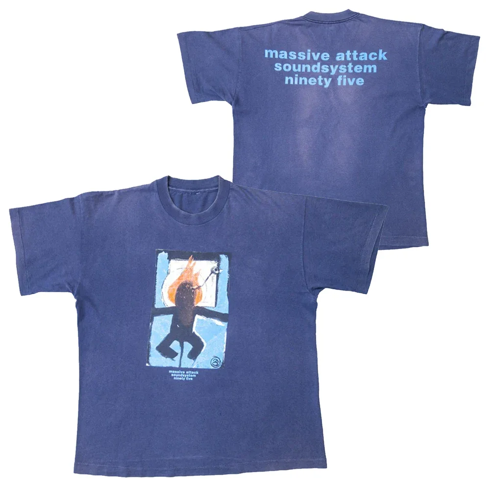 Massive Attack Men Vintage Band Punk Hip Hop T-Shirt Unisex Cotton Oversized Loose Casual Short Sleeve Suitable for All Seasons