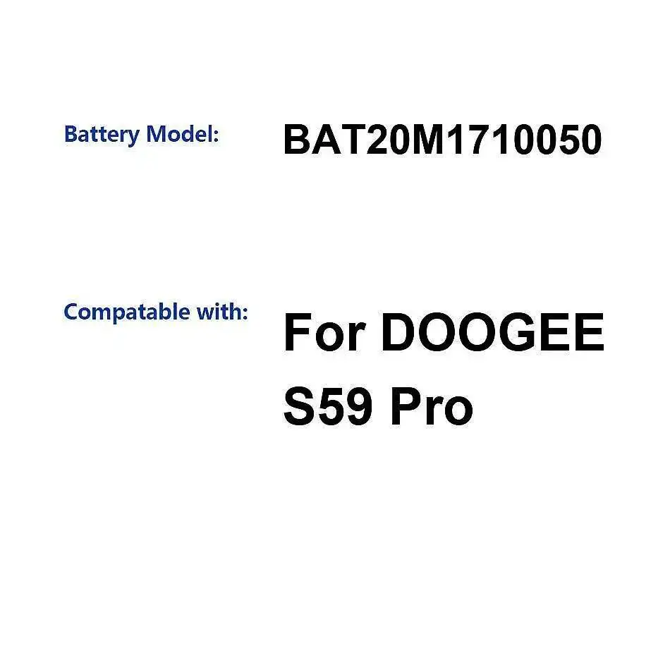 

For Doogee S59 Pro Mobile Phone Battery Durable BAT20M1710050 10050Mah