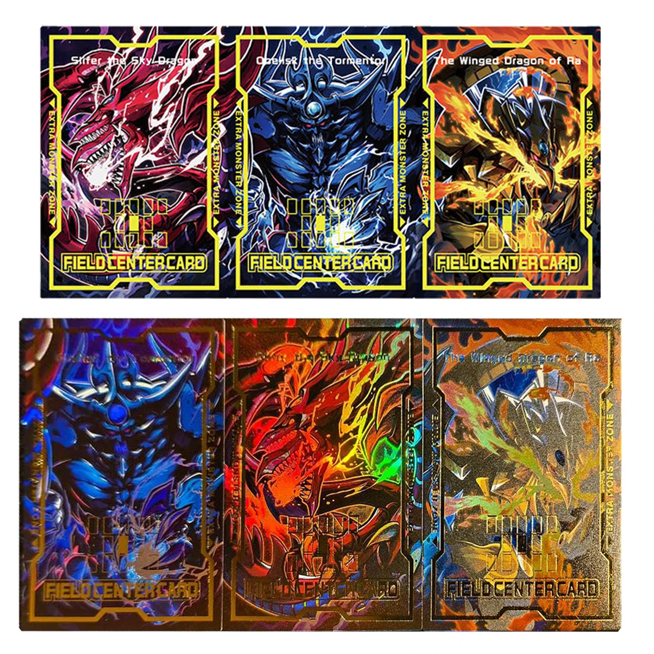 Yu-Gi-Oh! DIY Ägyptischer Gott Triple Venue Center Card Obelisk The Tormentor Slifer The Sky Dragon Spiel Sammelkarte Spielzeug Geschenk