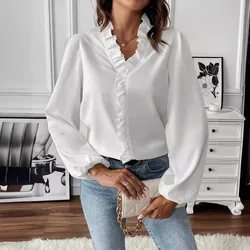 Solid Casual Loose Blouses For Women Fashion 2024 Autumn Vintage Women's Oversized Shirts And Blouses Elegant Youth Female Tops