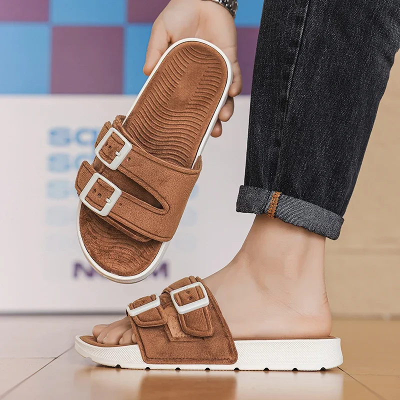

Men's Slippers Comfortable and Lightweight Indoor and Outdoor Home Shoes Suede Fashionable and Versatile Trendy