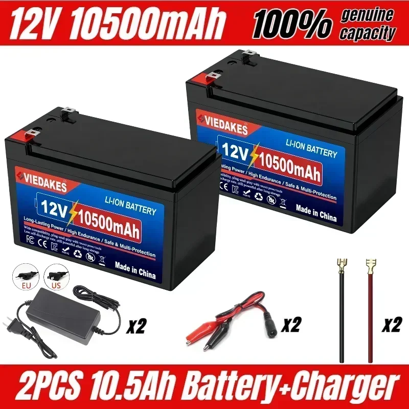   VIEDAKES 12V 100Ah LiFePO4-batterij met oplader, hoge capaciteit, snelle verzending, lithium ijzerfosfaat batterij 12V 100Ah