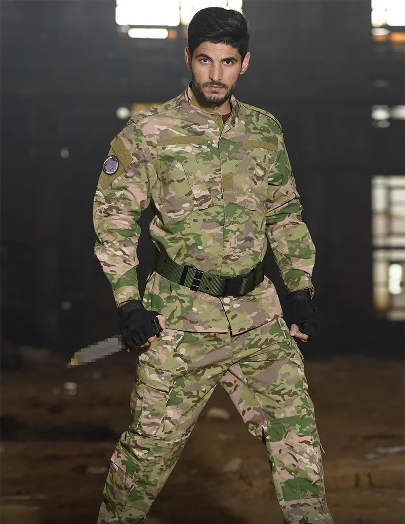 2026 Tactical Camo ACU Uniform Men 2Pcs Set Durable Wear-Resistant Training Security Duty Uniforms