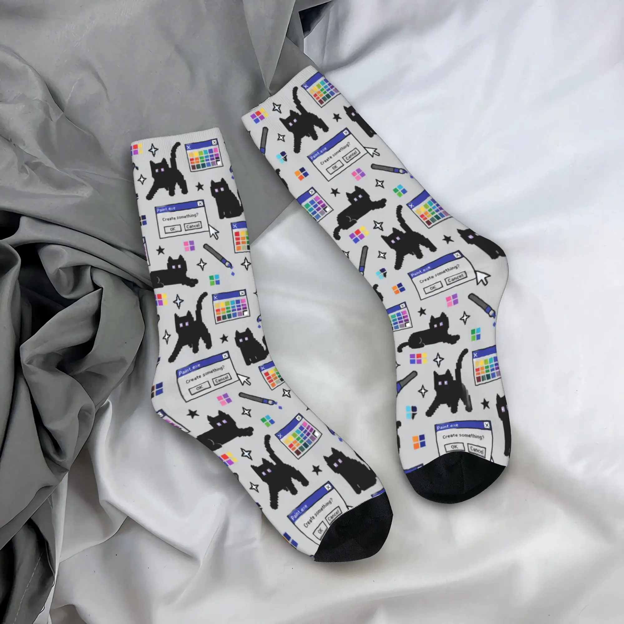 Cyber ​​retro computer system malfunction pop up window printed Socks Anti Sweat Stockings Men Medium Cycling Socks Winter Socks