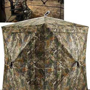 Portable 270° See-Through Pop-Up Hunting Tent with Carrying Bag, Forest Camouflage