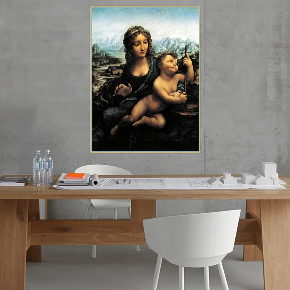 Madonna of the Yarnwinder by Leonardo da Vinci Canvas Oil Painting Famous Artwork Picture Wall Decor Home Living room Decoration