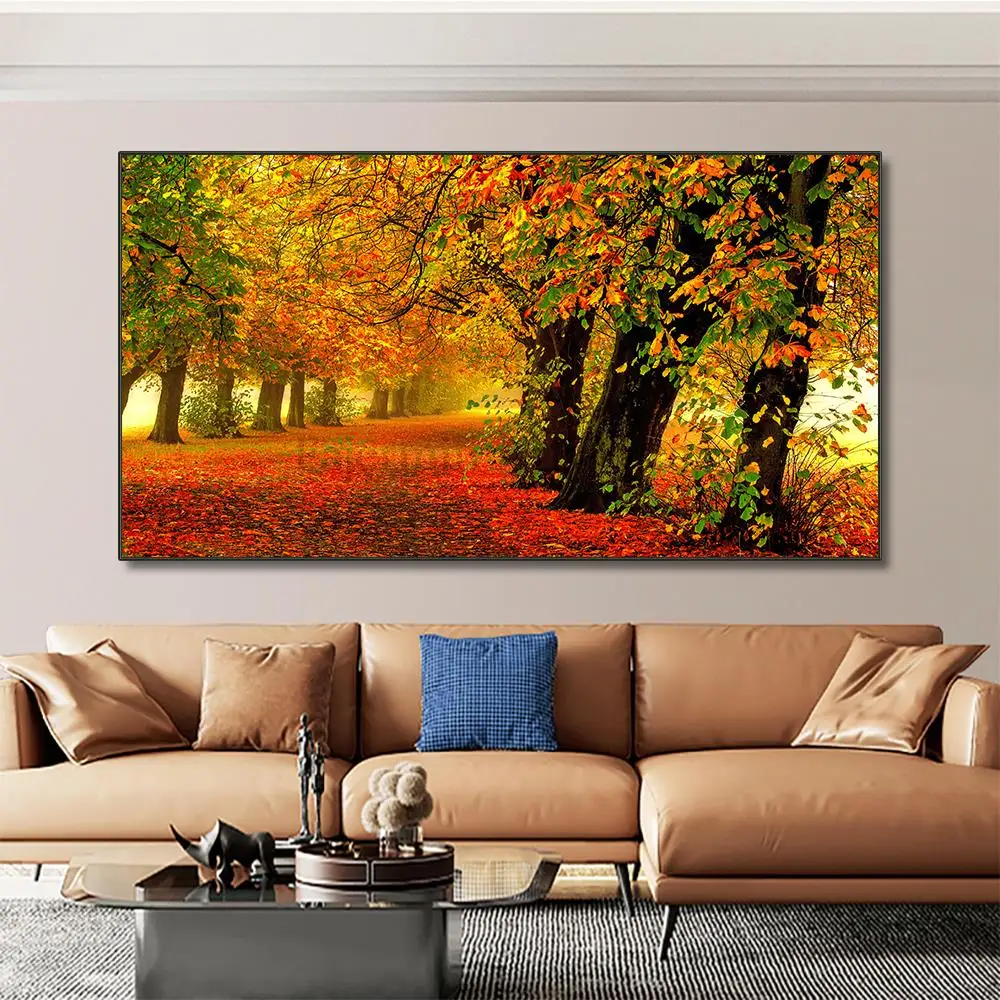 

Green Trees, Autumn Beautiful Landscape Canvas Interior Paintings Prints Modern Aesthetic Wall Posters Pictures Room Decoration