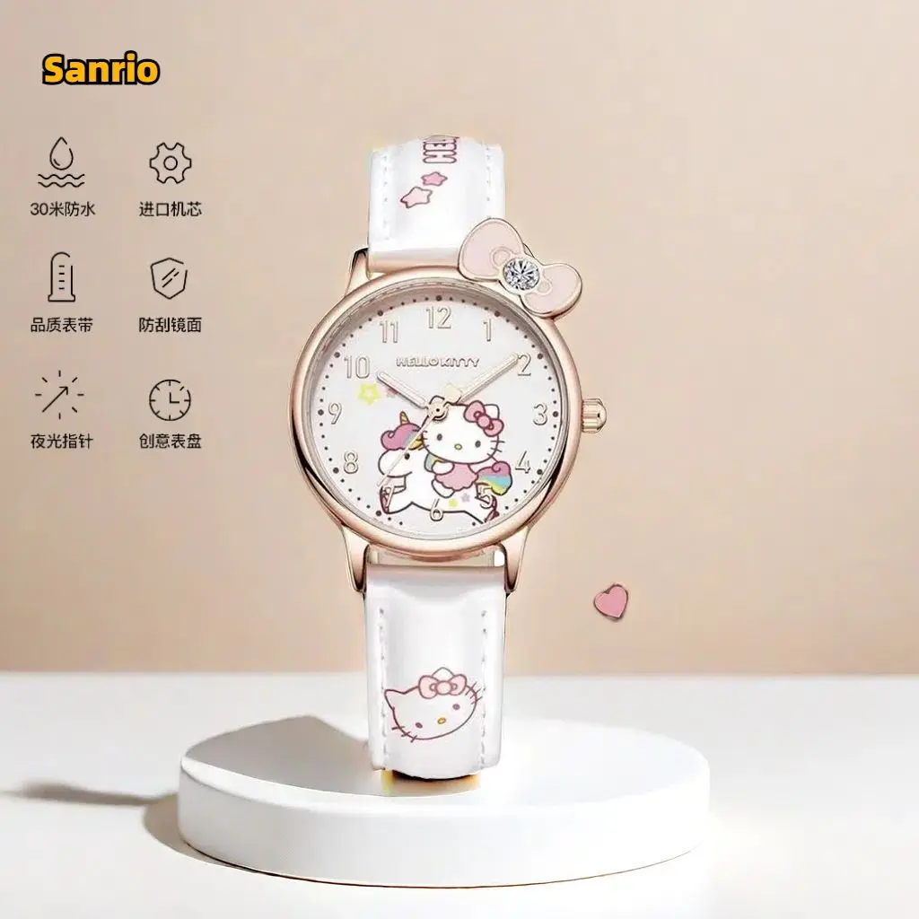 Sanrio New Hello Kitty Cinnamoroll Quartz Watch Cute Children's Watch Waterproof Simple Cartoon Birthday Gifts