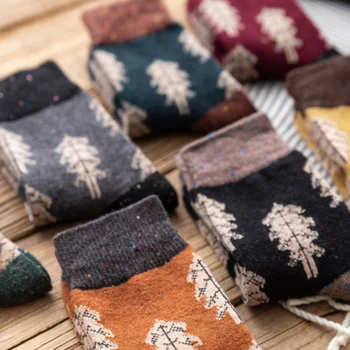 Japanese Style Autumn Winter Women Wool Socks Clay-colored Chiffon Ladies Warm Socks with…