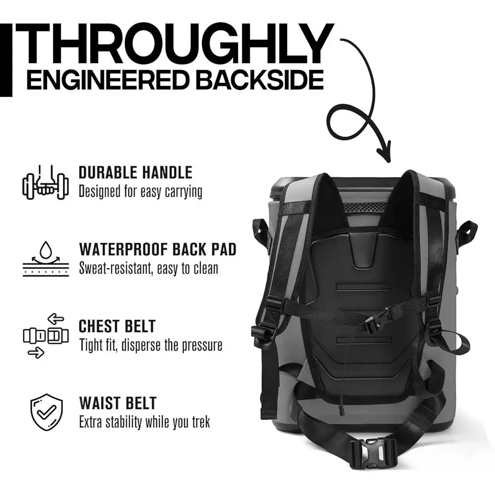 مبردات الظهر معزولة ومضادة للتسرب، حقيبة ظهر لصيد السمك مع مبرد خفيف الوزن، إغلاق مغناطيسي مقاوم للماء ومتين للتخييم #6