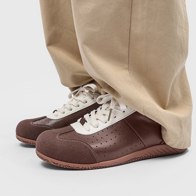 

Мужские кожаные кроссовки на шнуровке, повседневная прогулочная обувь, легкая уличная обувь, нескользящая, удобная, дышащая, для повседневной обуви на плоской подошве