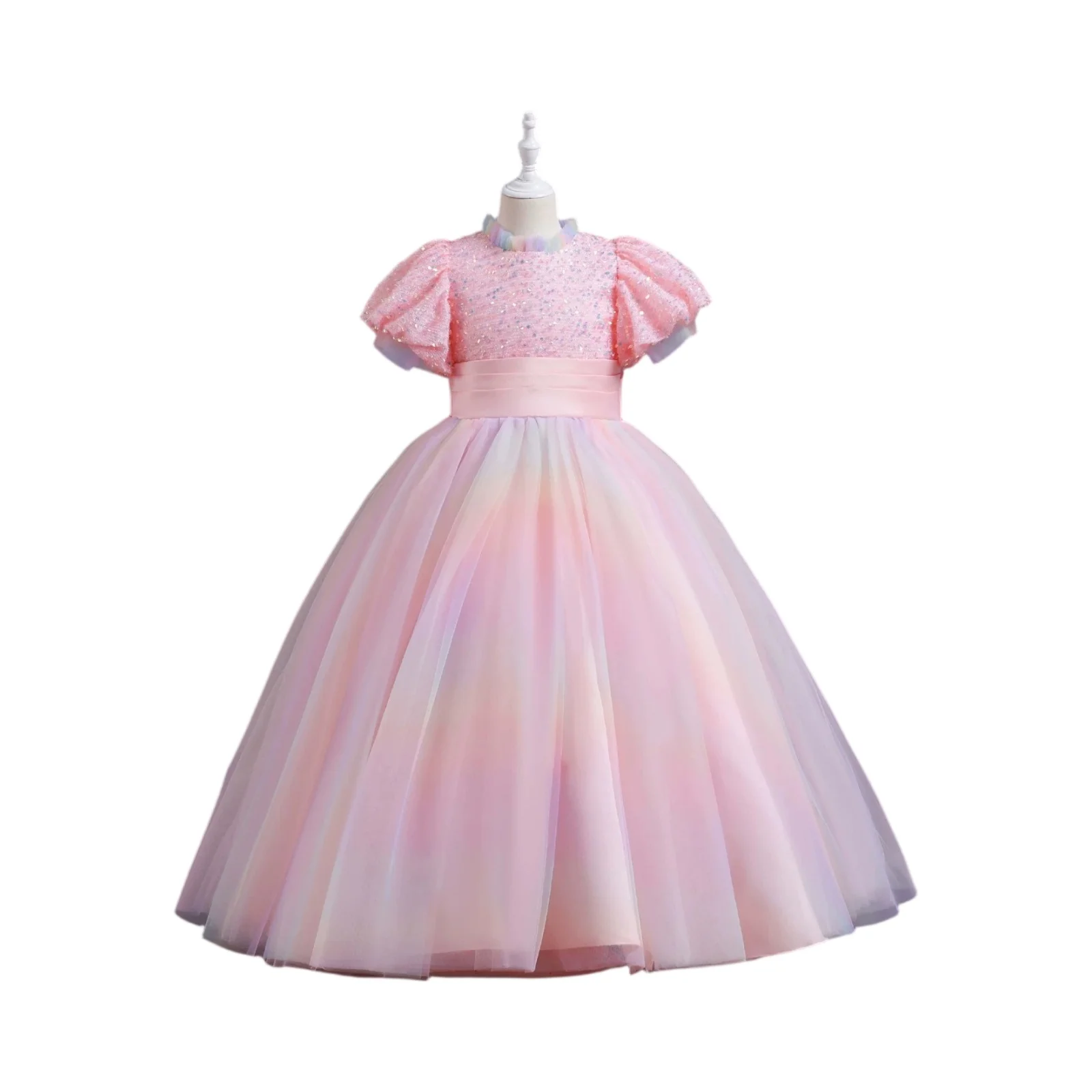 

Popular Kids Party Dress up Princess Style Children Formal Dress Birthday Princess Gown Princess Sequin Bubble Sleeve Dress