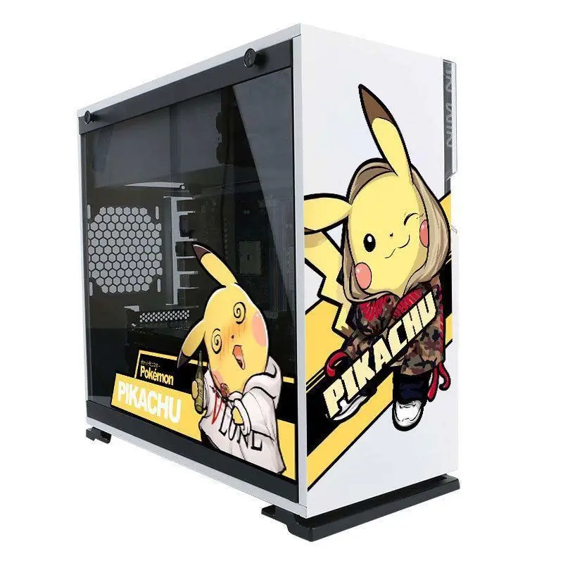 Pikachu PC Case Stickers Mid Tower Computer Decorative Decal Anime Removable Waterproof Sticker Sticker Computer Host Shell Cute