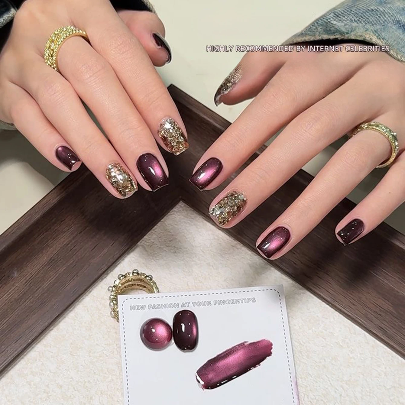 10ML 1PCS Viola Rosso Cat Eye Magnete Gel Smalto per unghie Unghie nere Perlina di vetro Autunno Inverno Unghie viola Unghie con punta francese