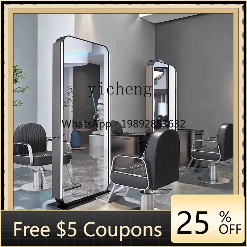 ZZ   hairdresser mirror table Barber shop perm and dye mirror beauty floor double-sided mirror table