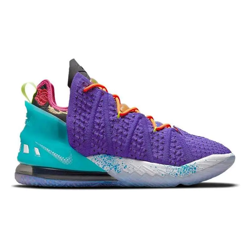 Nike Nike Lebron 18 Basketball Shoes Unisex Low-top Purple/blue/red/orange Sneakers shoes DM2814-500