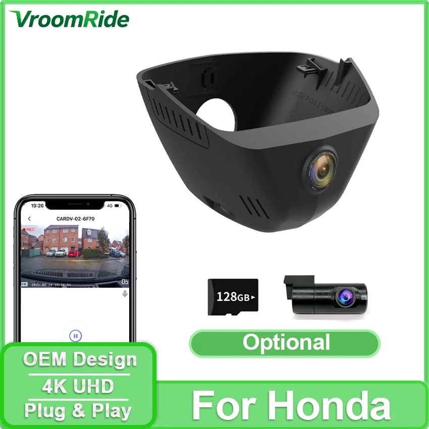 

Car DVR Video Recorder Front Camera Dash Cam 4K for Honda ZR-V ZRV HR-V HRV HR ZR V RZ 2022-2025 UHD 2160P Wifi Plug And Play
