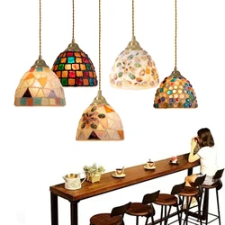 Post Modern Glass Pendant Lights Creative Sea Shell Lampshade Bedroom Bedside Hanging Lamp Interior Decoration Lighting Ceiling