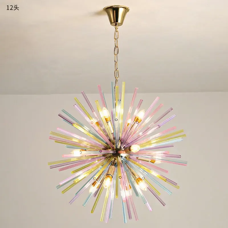 Nordic Sphere Rainbow Chandelier Lighting Spersonalizowany Kreatywny Sklep Dandelion Lampa Wisząca AC110v-220v Cocina Accesorio