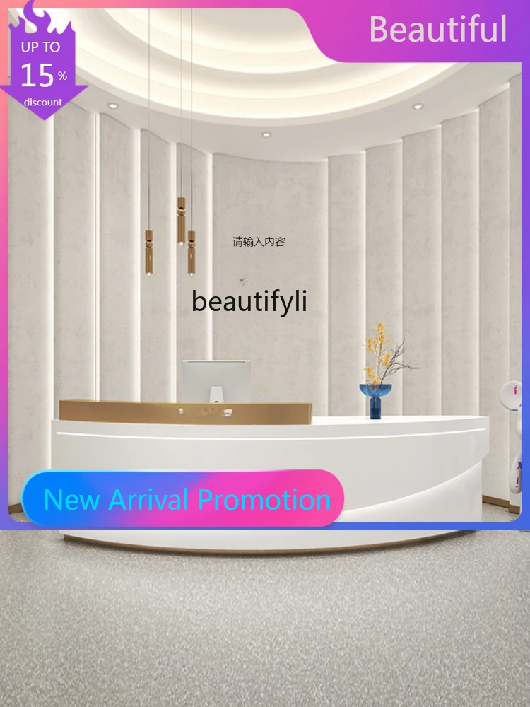 

zGzSimple Modern Curved Beauty Salon Bar Light Luxury Stainless Steel Cashier Dance Room Reception Desk Flower Shop Reception