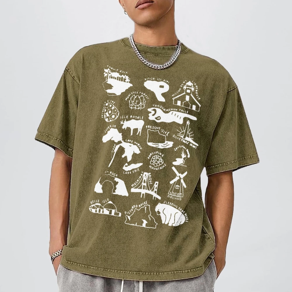 Y2k Anime Washed T-shirts Short Tshirts for Adult Harajuku Women Cotton Short Sleeve Tshirt 2024 New Luxury Brand Tshirt