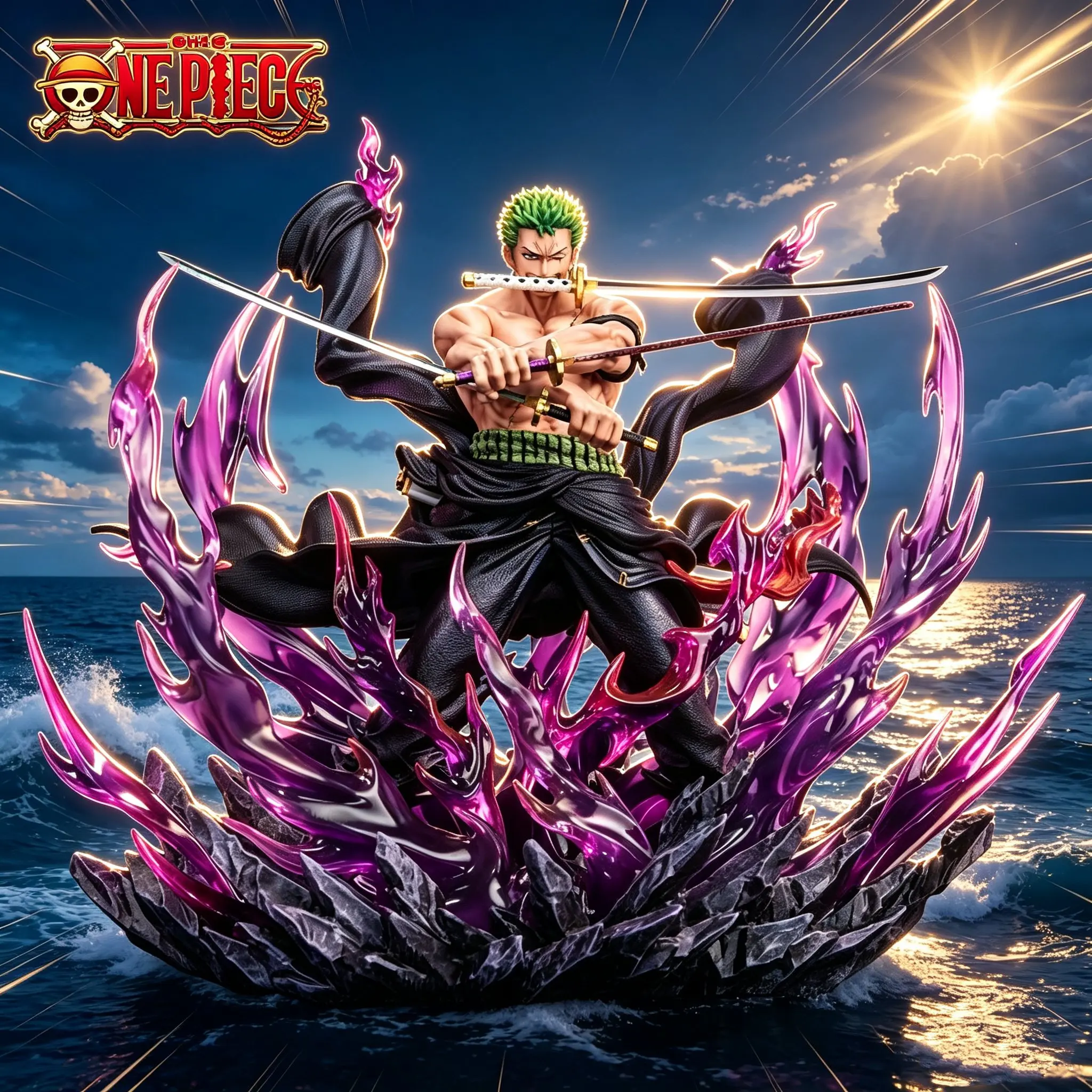 Коллекционная фигурка Зоро (One Piece) 30 см, серия Oni Giri Santoryu, аниме GK, изысканная статуэтка из ПВХ, модель для декора рабочего стола, подарок для мальчика