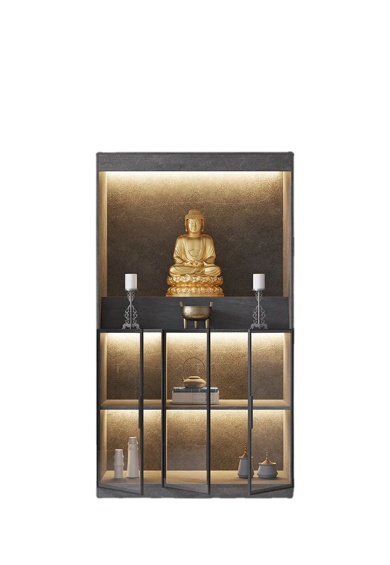 

Qf буддийский священный алтарь, наборы бога богатства Гуаньинь гуньгун, лицензия, стеклянная дверь, буддийский шкаф