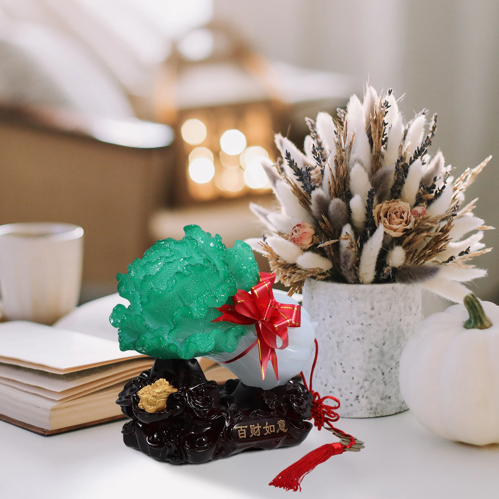 

Chinese Cabbage Ornament Imitation Jade Resin Craft Lucky Vegetable Decor For Home Office Desk Decor Housewarming Gift