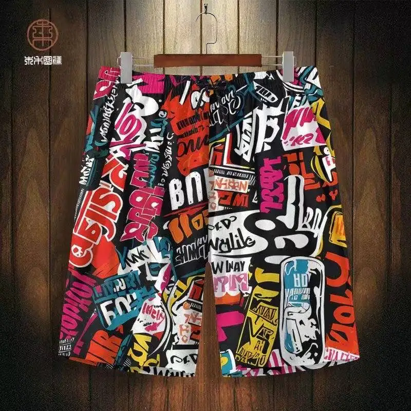 

Лето 2022, хит продаж, модные брендовые шорты с принтом граффити, мужские тонкие американские гавайские пляжные повседневные брюки