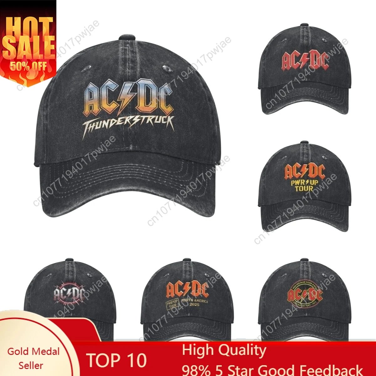 

Unisex THUNDERSTRUCK ACs Caps Punk Music Headwear Baseball Caps Casual Rock Band Trucker dcs Hats Adjustable