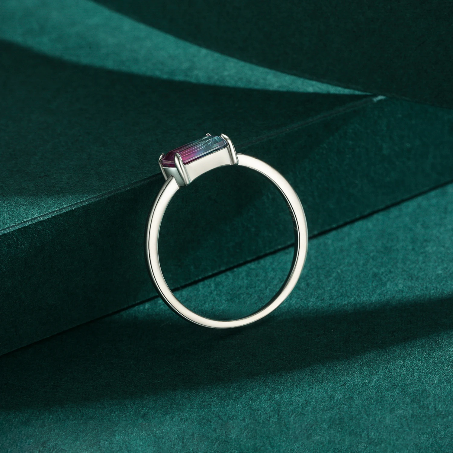 Modian Vintage Design Candy Tourmaline Ring 100% 925 Sterling Silver Rectangle Charm Simple Finger Rings For Women Fine Jewelry