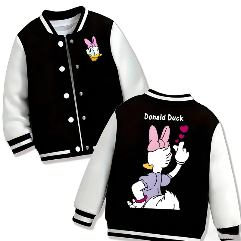 Бейсбольное пальто для мальчиков и девочек, куртка с персонажем аниме «Дональд Дак», весенне-осенняя новая одежда, детская модная повседневная верхняя одежда