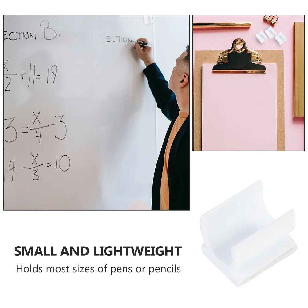 200Pcs Plastic Pen Holder Clip Adhesive for Whiteboard School Office Portable Pen Fixing Clamp Multipurpose Pencil Buckle