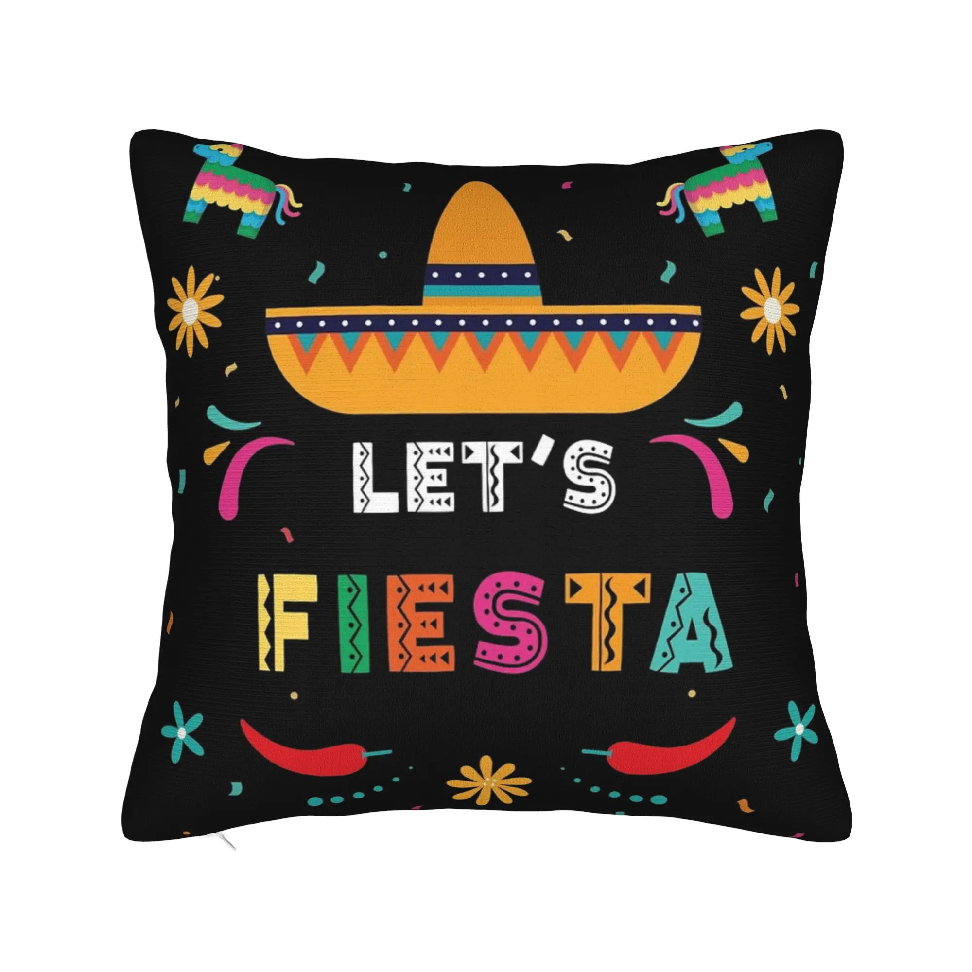 Decorative Pillow Cover Let's Fiesta Cinco De Mayo  Merch Home  Pillow Case Cover Zipper Multi-Size