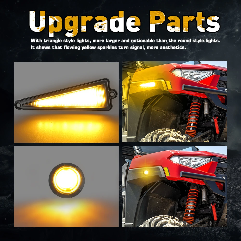UTV ATV LED Turn Signal Light Kit Sequential Triangle for Polaris Can Am Honda Combination Hazard / Horn OEM-sized Rocker Switch