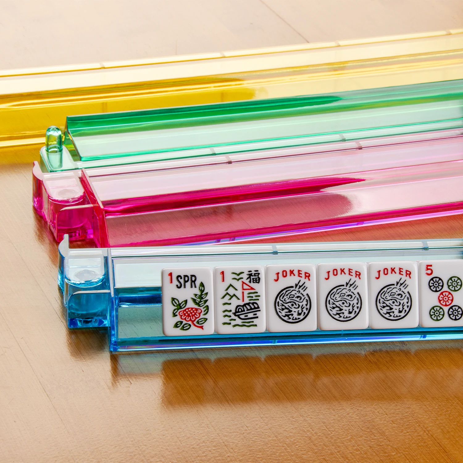 Picture 3: Mahjong Racks with Pushers, Mahjong Racks with Pushers Set of 4, PC Material, Modern American Tile Racks, for 1.2-inch Mahjong