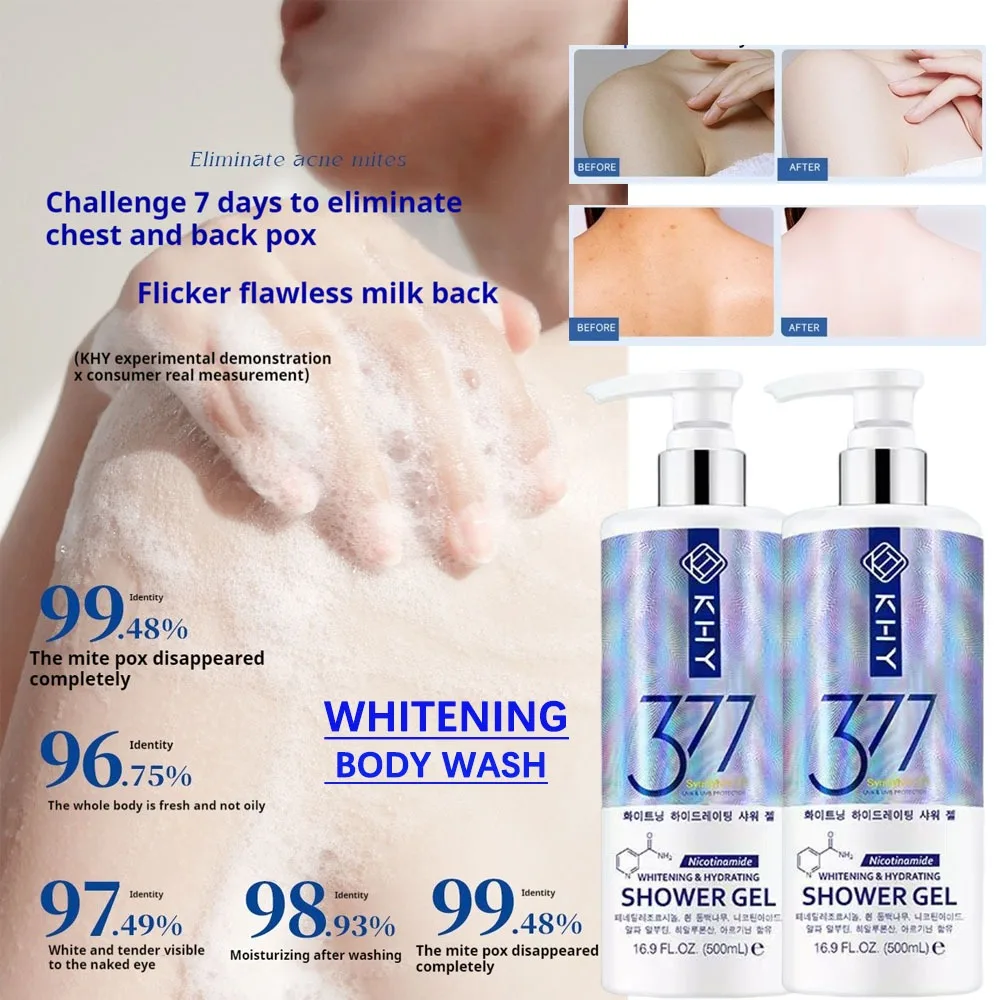 377 Niacinamide Strong Lightening Body Wash Korean Skincare,Long Lasting Fragrance Deep Moisture Soft Skin Whitening Body Acne