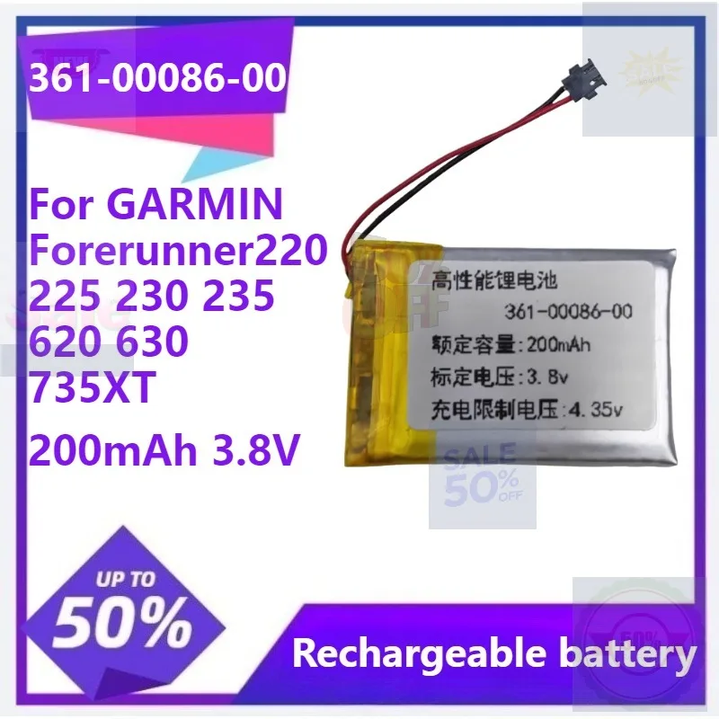 

361-00086-00 for GARMIN Forerunner 220 225 230 235 620 630 735XT for Garmin 010-01959-00 Approach G10 200mAh 3.8V