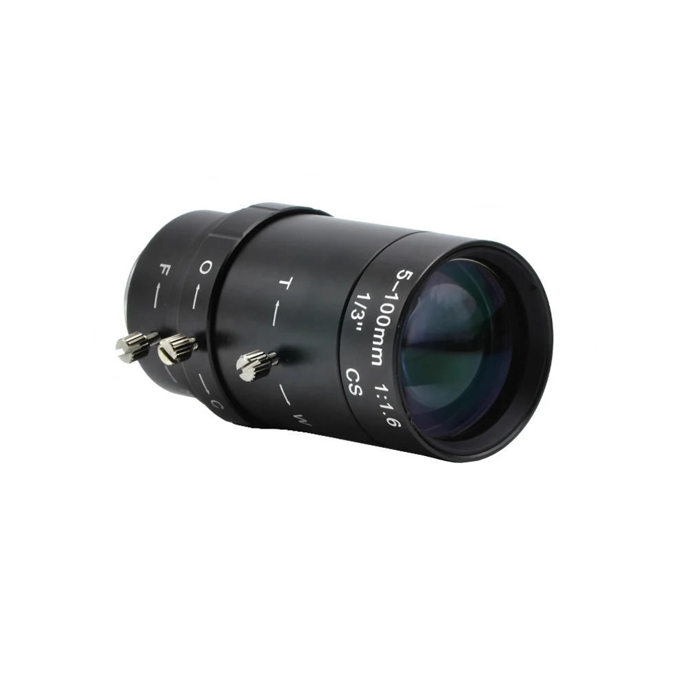 5-100mm HD Long Focal Length Manual Varifocal Zoom Lens CS Mount F1.6 1/3